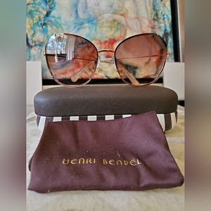 NWT HENRI BENDEL Alexa Cat Eye Sunglasses Gold Frame Brown Lenses